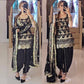 Black & Gold Heavy Natural Crepe Silk Embroidered Dhoti Salwar Set with Dupatta