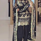 Black & Gold Heavy Natural Crepe Silk Embroidered Dhoti Salwar Set with Dupatta