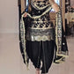 Black & Gold Heavy Natural Crepe Silk Embroidered Dhoti Salwar Set with Dupatta