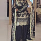 Black & Gold Heavy Natural Crepe Silk Embroidered Dhoti Salwar Set with Dupatta