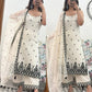 Premium White & Black Maska Cotton Silk Suit with Embroidery & Dupatta