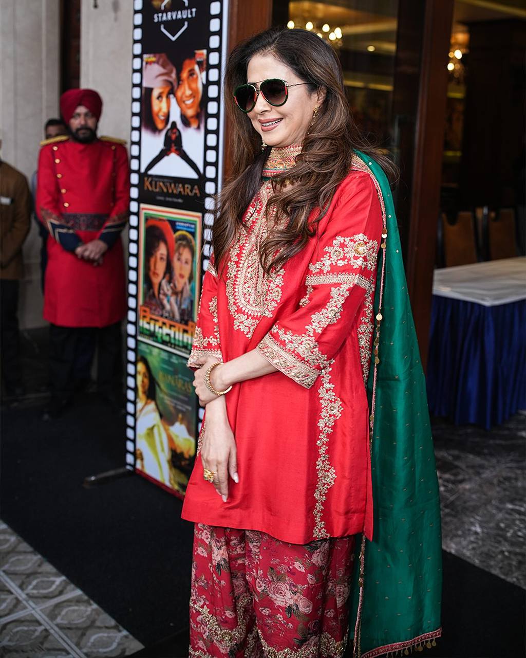 Designer Red Malay Silk Embroidered Suit with Digital Print Farshi Salwar & Organza Dupatta – Fully Stitched Premium Set