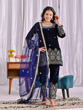 Premium Heavy Velvet Embroidered Suit with Pant & Net Dupatta | Party & Wedding Wear