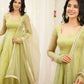 Elegant Pastel Green Embroidered Anarkali Suit With Net Dupatta – Festive & Wedding Wear