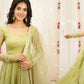 Elegant Pastel Green Embroidered Anarkali Suit With Net Dupatta – Festive & Wedding Wear