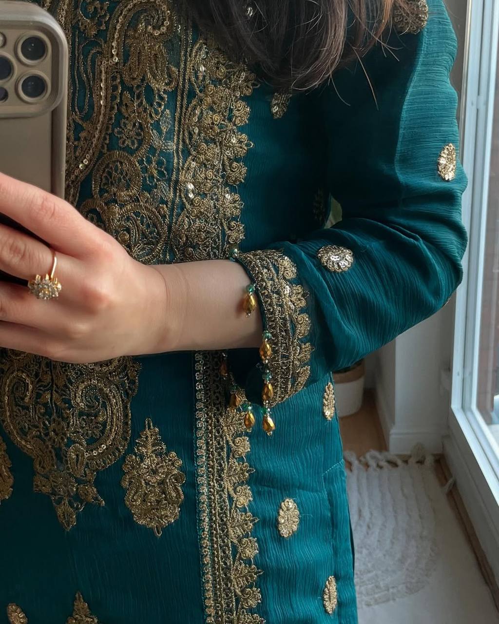 Designer Party Wear Pure Chinnon Silk Kurti Pant Set with Dupatta – Heavy Embroidery Sequence Work