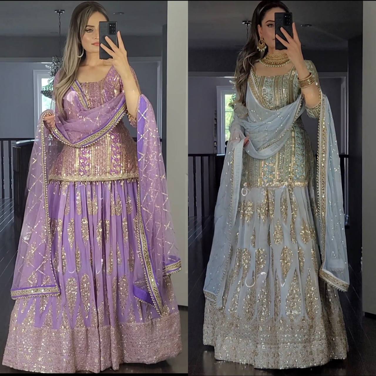 Designer Faux Georgette Heavy Embroidered Lehenga Set with Dupatta – Premium Party Wear