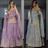 Designer Faux Georgette Heavy Embroidered Lehenga Set with Dupatta – Premium Party Wear