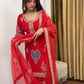 Premium Heavy Crep Silk Embroidered Suit Set with Pant & Net Dupatta | Party Wear