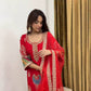 Premium Heavy Crep Silk Embroidered Suit Set with Pant & Net Dupatta | Party Wear