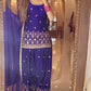 Designer Chinnon Silk Embroidered Dhoti Salwar Suit with Dupatta | Party Wear Set