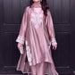 Designer Dusty Rose Satin Silk Kurta Set with Embroidery – Party Wear