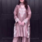 Designer Dusty Rose Satin Silk Kurta Set with Embroidery – Party Wear