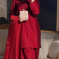 Designer Red Crepe Silk Suit with Embroidery & Farshi Salwar – Organza Dupatta | Fully Stitched Premium Set