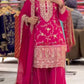 Premium Heavy Chinnon Silk Embroidered Sharara Palazzo Suit with Dupatta | Party Wear Set