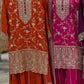 Premium Heavy Chinnon Silk Embroidered Sharara Palazzo Suit with Dupatta | Party Wear Set