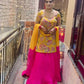 Designer Yellow Crepe Silk Embroidered Top with Pink Malay Silk Lehenga & Digital Dupatta – Fully Stitched Premium Set