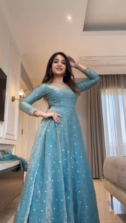 Premium Fendy Silk Anarkali Palazzo Set with Dupatta