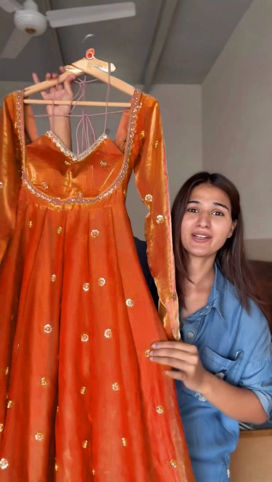 Premium Fendy Silk Anarkali Suit Set with Sequence Work & Dupatta