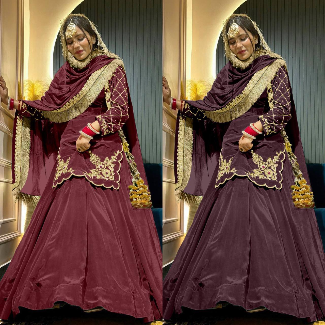 Natural Crepe Silk Heavy Embroidered Top & Lehenga With Dupatta – Premium Party Wear Set