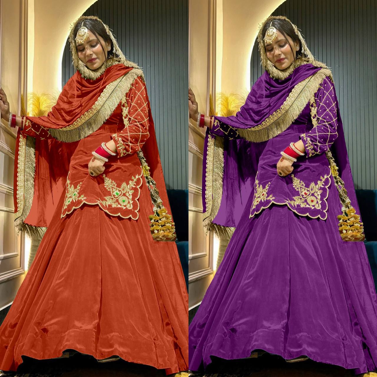 Natural Crepe Silk Heavy Embroidered Top & Lehenga With Dupatta – Premium Party Wear Set