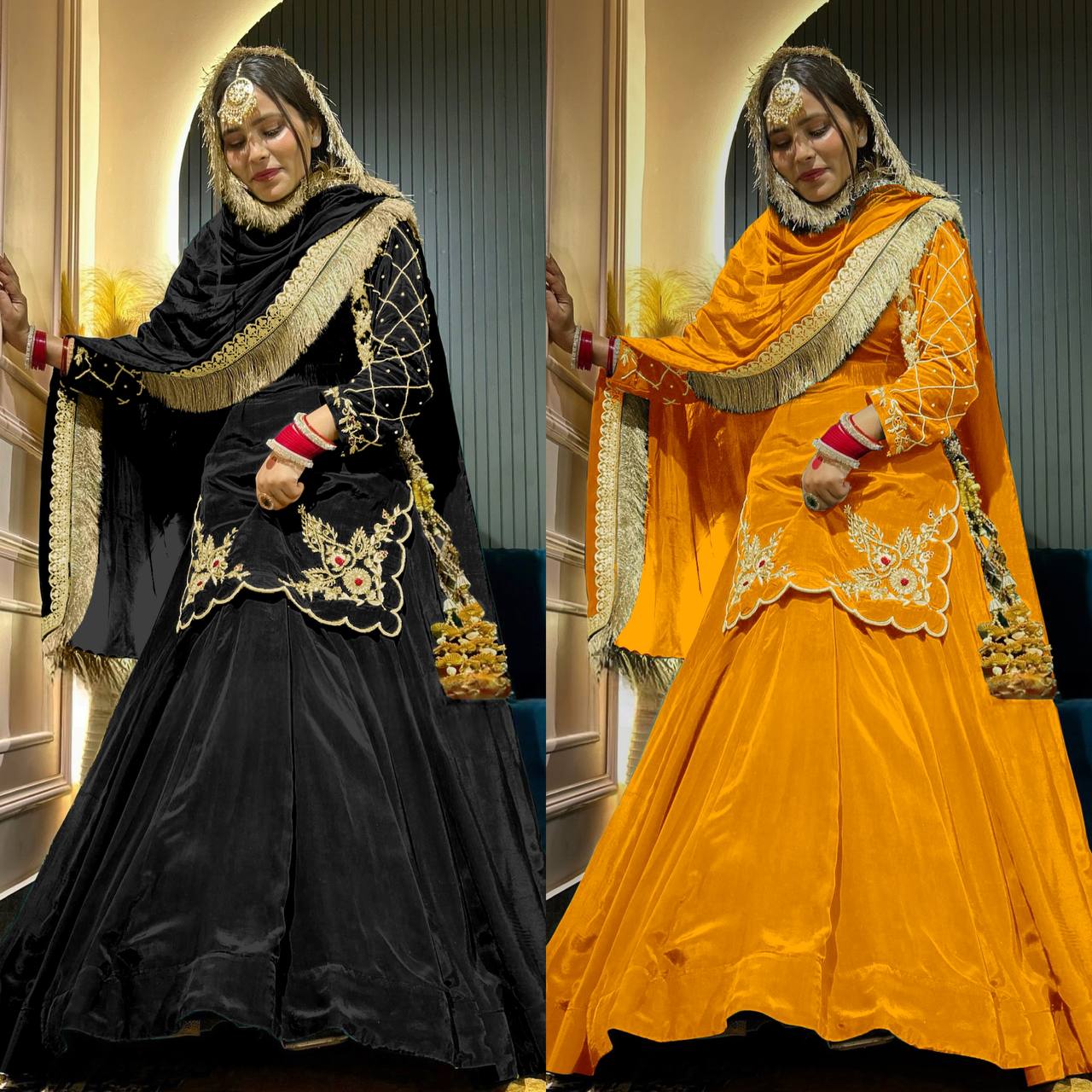 Natural Crepe Silk Heavy Embroidered Top & Lehenga With Dupatta – Premium Party Wear Set
