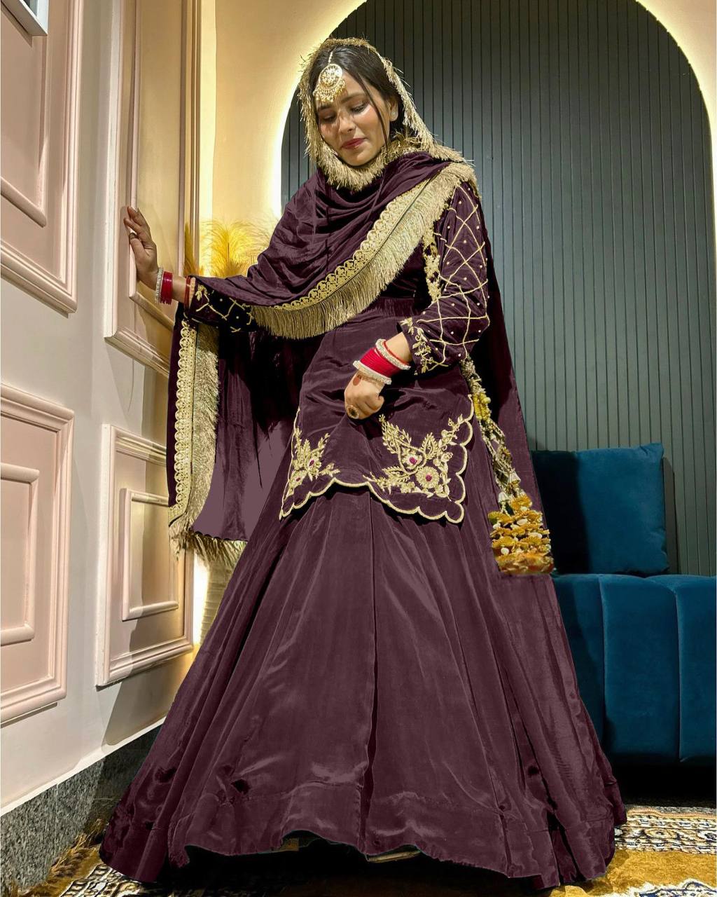 Natural Crepe Silk Heavy Embroidered Top & Lehenga With Dupatta – Premium Party Wear Set