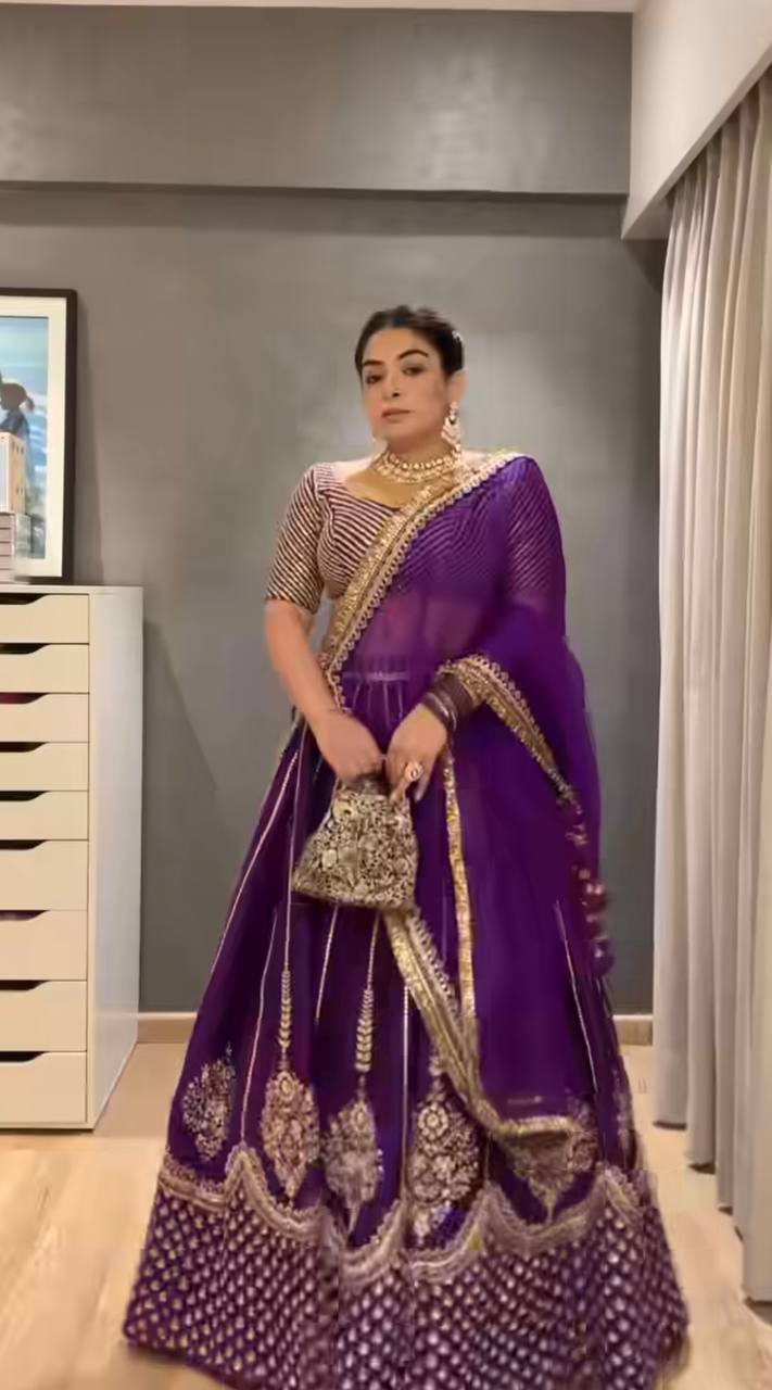 Designer Wedding Wear Heavy Chinon Silk Lehenga Choli with Dupatta – Embroidery Sequence Work