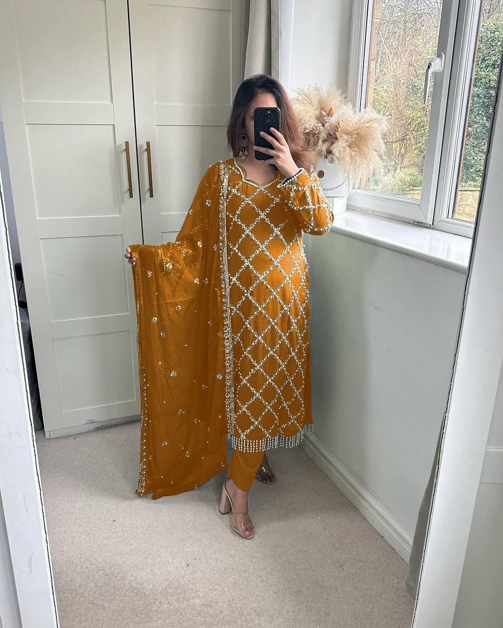 Designer Faux Georgette Heavy Sequence Embroidered Suit with Dupatta – 11 Colors | Party Wear Set