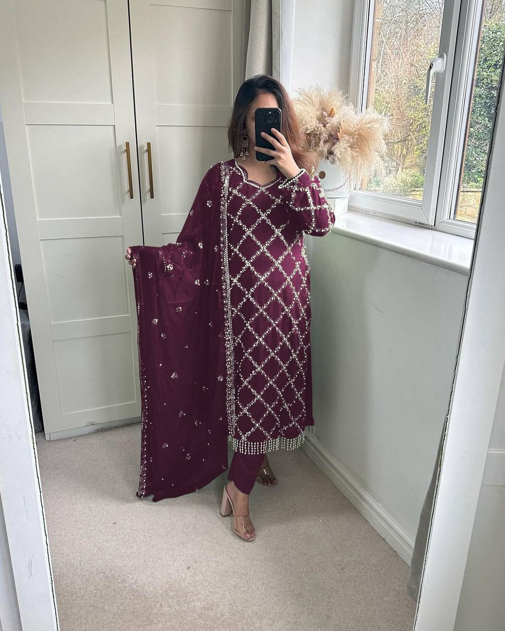 Designer Faux Georgette Heavy Sequence Embroidered Suit with Dupatta – 11 Colors | Party Wear Set