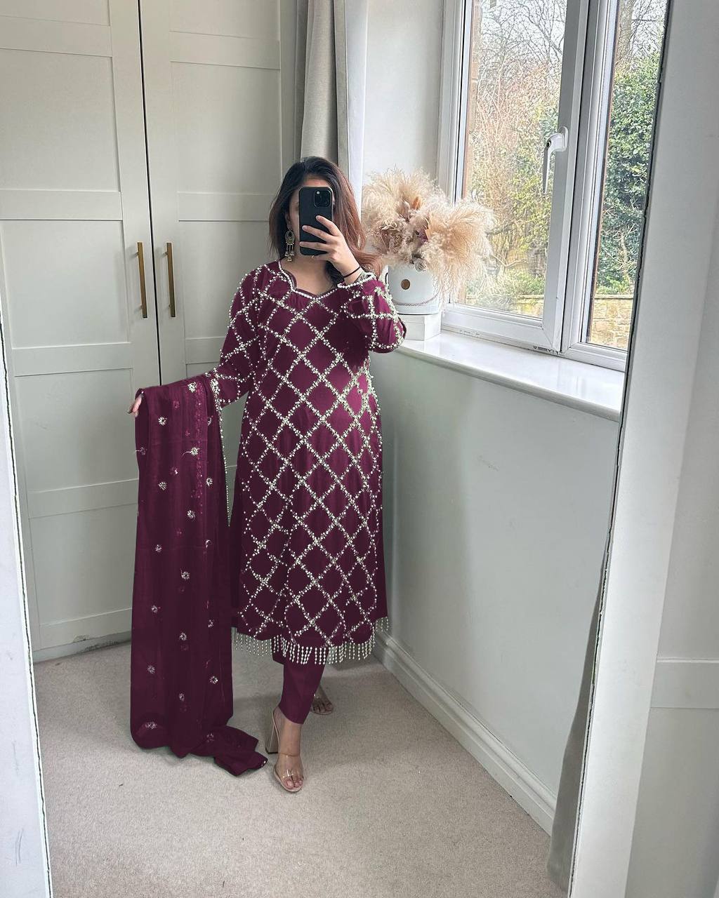 Designer Faux Georgette Heavy Sequence Embroidered Suit with Dupatta – 11 Colors | Party Wear Set