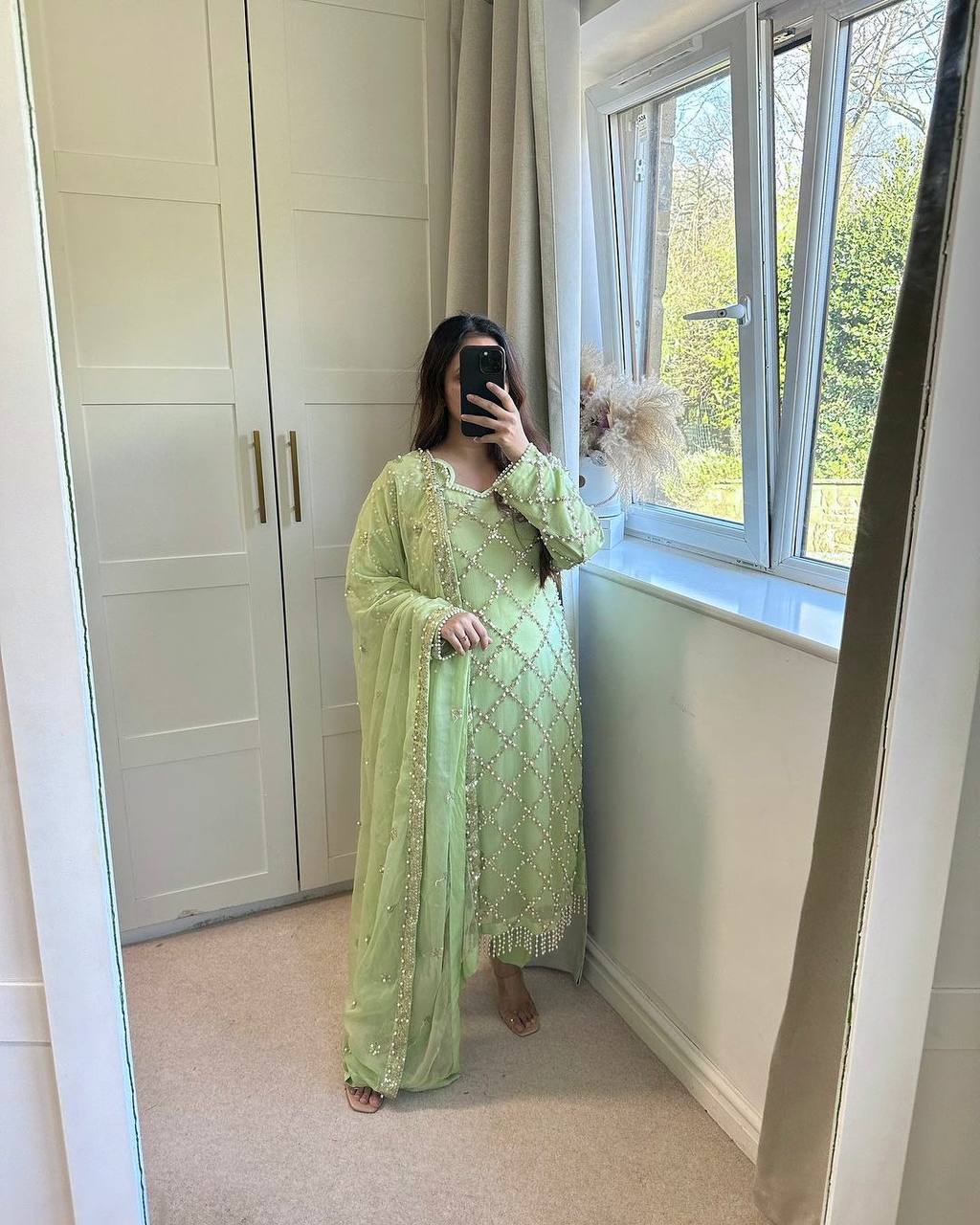 Designer Faux Georgette Heavy Sequence Embroidered Suit with Dupatta – 11 Colors | Party Wear Set