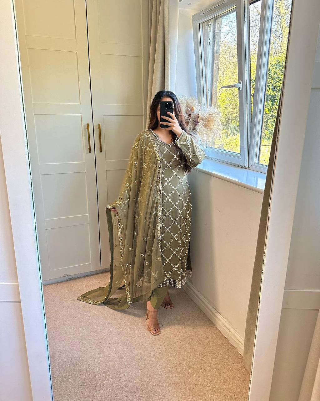 Designer Faux Georgette Heavy Sequence Embroidered Suit with Dupatta – 11 Colors | Party Wear Set