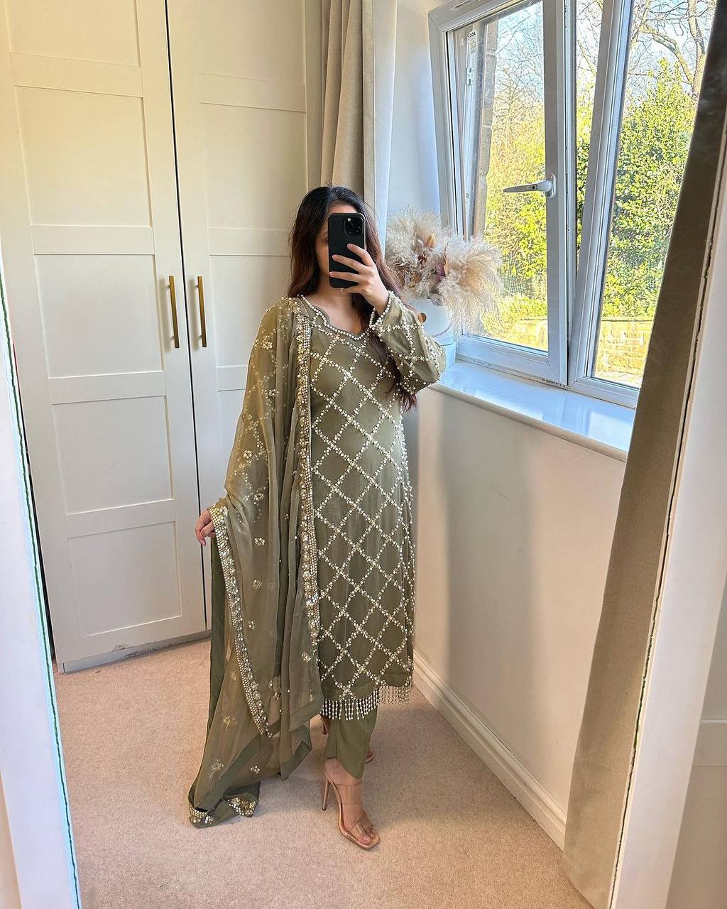 Designer Faux Georgette Heavy Sequence Embroidered Suit with Dupatta – 11 Colors | Party Wear Set