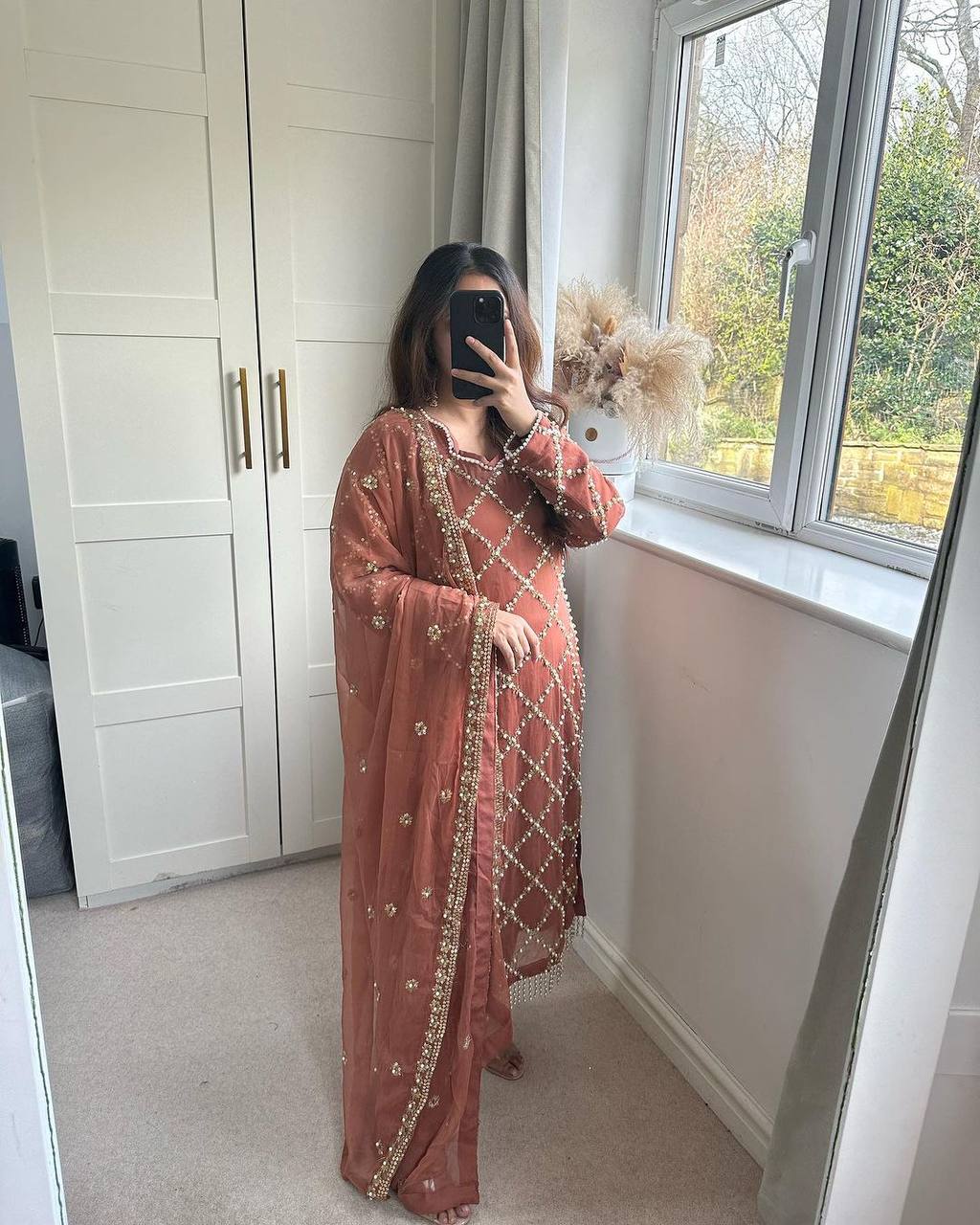 Designer Faux Georgette Heavy Sequence Embroidered Suit with Dupatta – 11 Colors | Party Wear Set