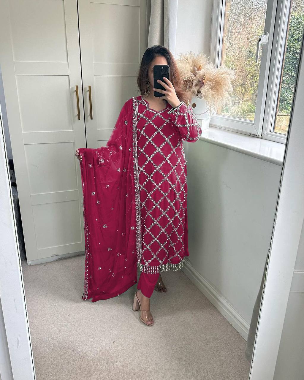 Designer Faux Georgette Heavy Sequence Embroidered Suit with Dupatta – 11 Colors | Party Wear Set