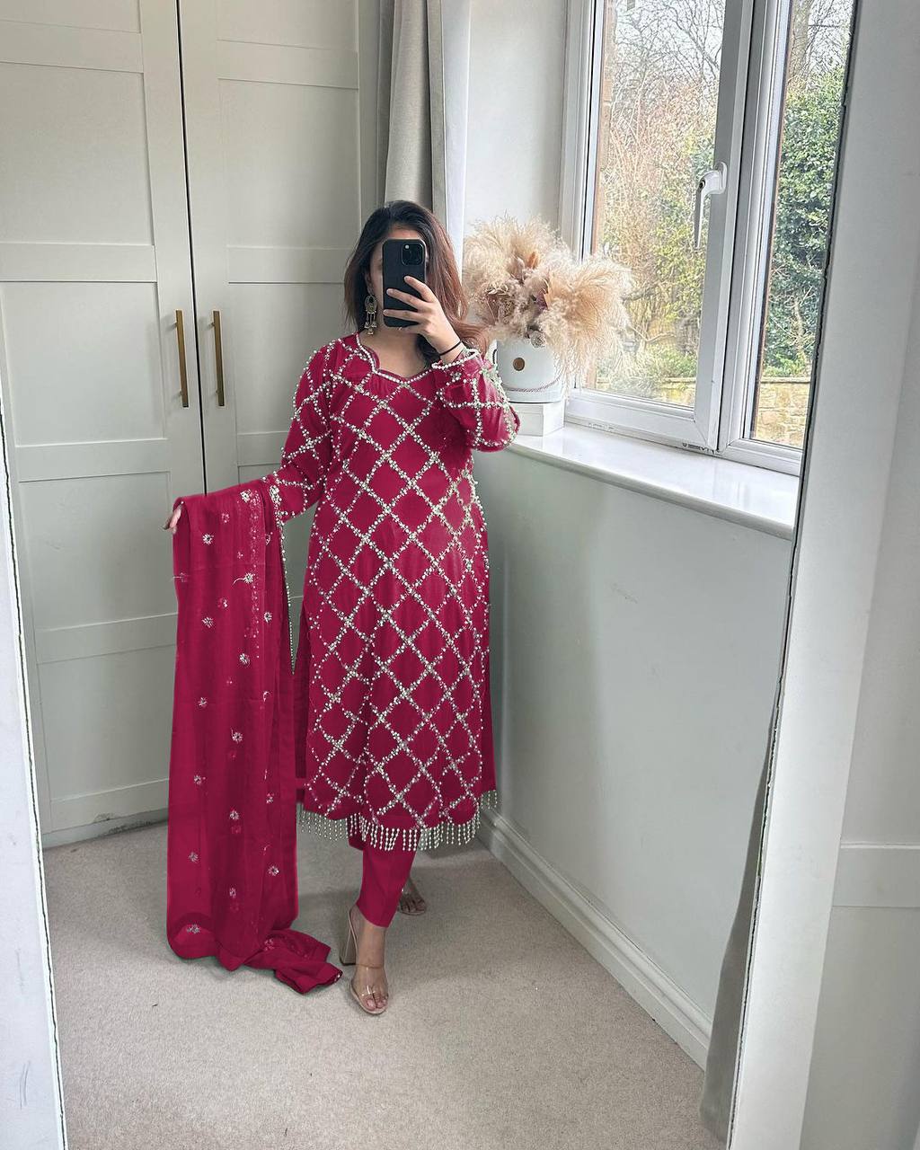 Designer Faux Georgette Heavy Sequence Embroidered Suit with Dupatta – 11 Colors | Party Wear Set