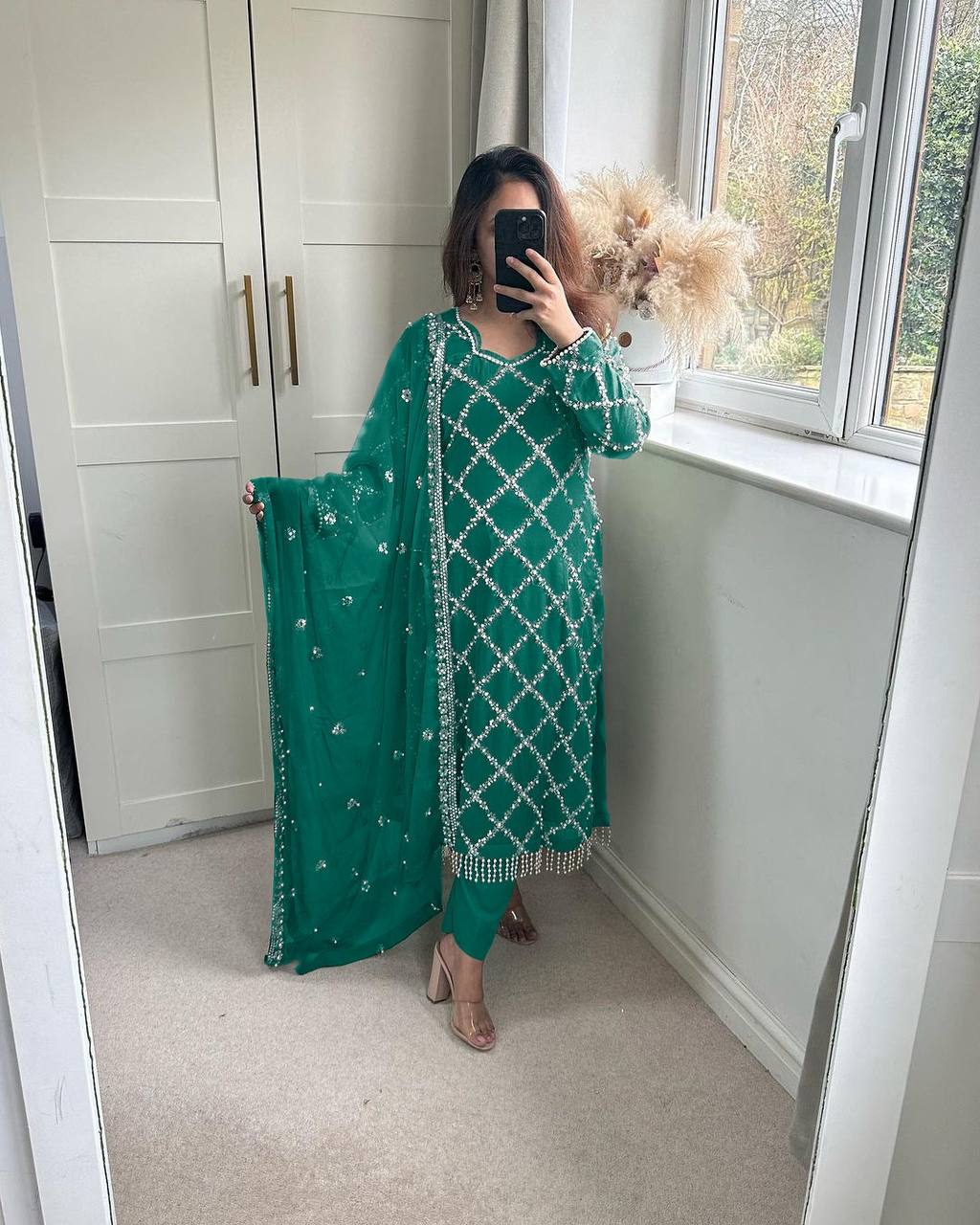 Designer Faux Georgette Heavy Sequence Embroidered Suit with Dupatta – 11 Colors | Party Wear Set