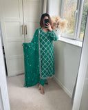 Designer Faux Georgette Heavy Sequence Embroidered Suit with Dupatta – 11 Colors | Party Wear Set