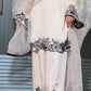 Designer White Natural Crepe Silk Suit with Black Embroidery & Farshi Salwar – Party Wear Set with Organza Dupatta