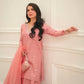 Designer Pink Chinnon Silk Party Wear Top & Farshi Salwar Set with Dupatta – Full Stitched Premium Collection