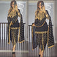 Designer Pure Chinon Dhoti Salwar Suit with Heavy Embroidery & Dupatta – Black Gold