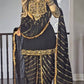 Designer Pure Chinon Dhoti Salwar Suit with Heavy Embroidery & Dupatta – Black Gold