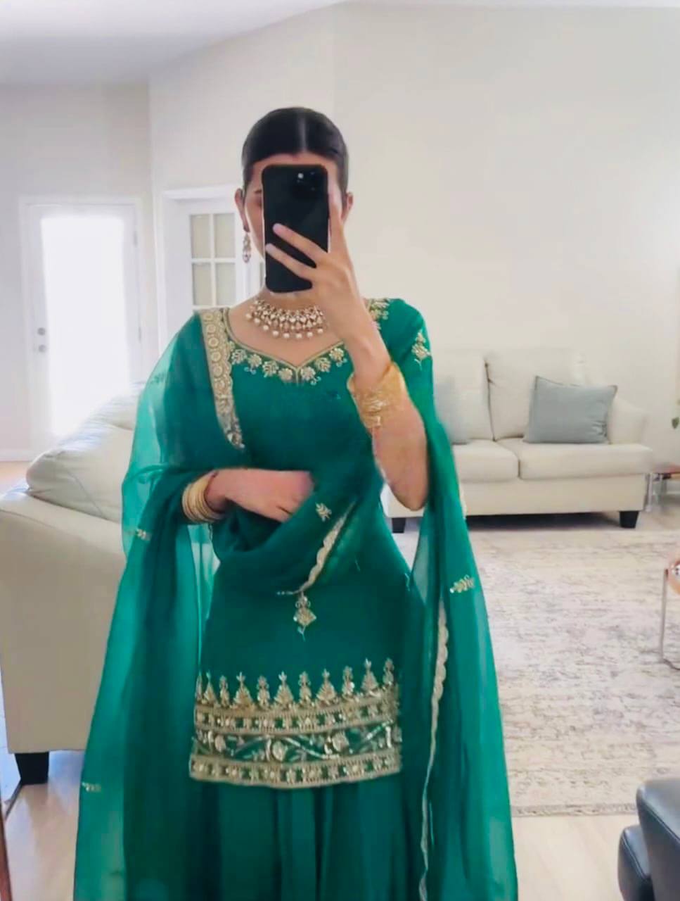 Designer Party Wear Natural Crepe Top with Lehenga & Net Dupatta – Heavy Sequence Embroidery Set