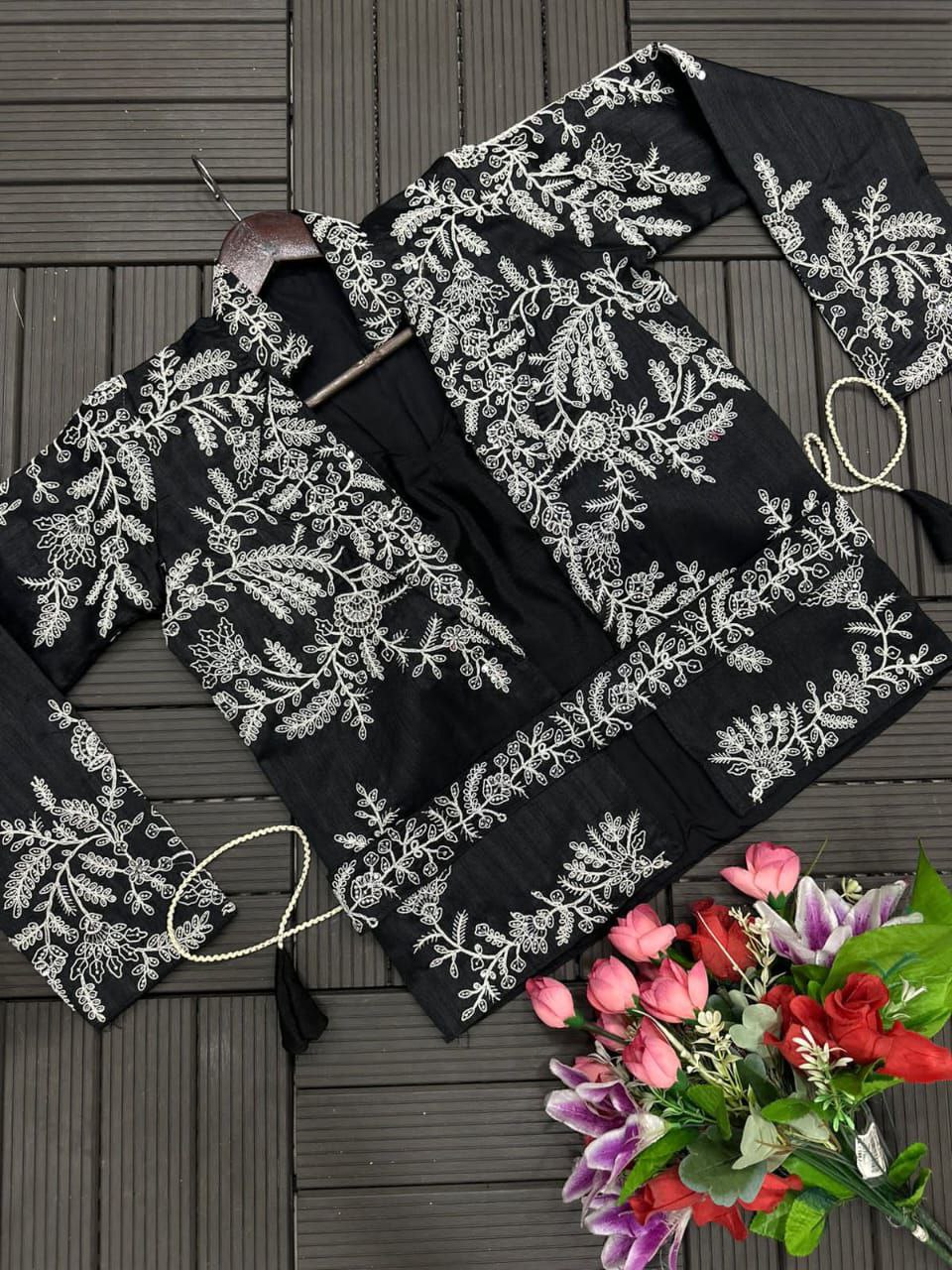 Ready to Wear Saree with Embroidery Jacket & Belt | Heavy Chinon Party Wear