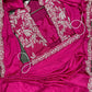 Ready to wear saree with embroidered jacket in rani pink – Heavy Chinon Fabric
