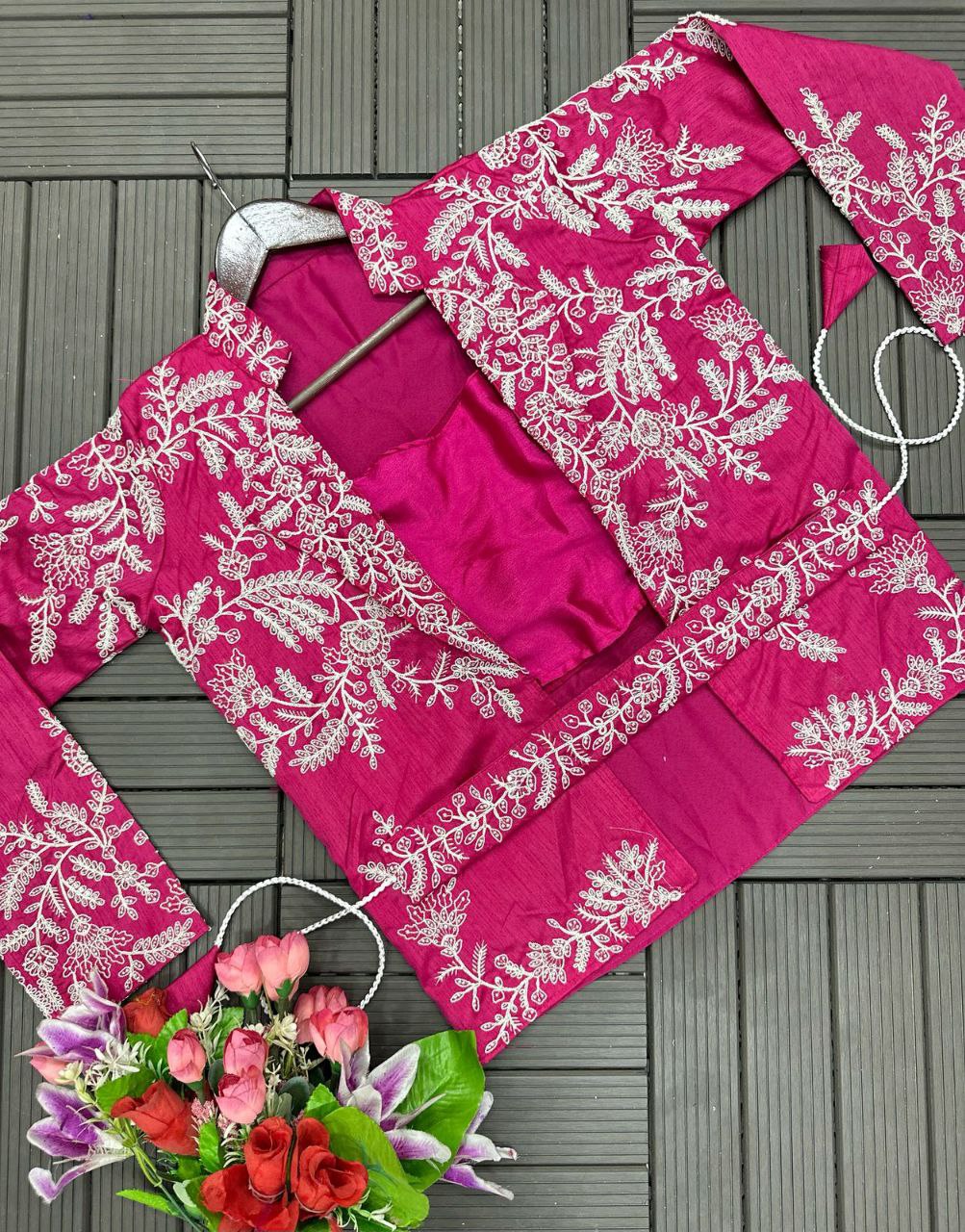 Ready to Wear Saree with Embroidery Jacket & Belt | Heavy Chinon Party Wear