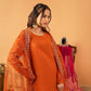 Designer Crepe Silk Top With Farshi Salwar & Embroidered Dupatta