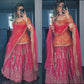 Premium Faux Georgette Heavy Sequence Embroidered Lehenga Set With Butterfly Net Dupatta – Orange & Pink