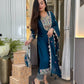 Designer Pakistani Long Chinon Silk Suit with Heavy Embroidery & Dupatta – Premium Party Wear Set